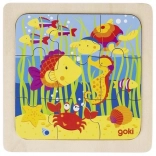 GOKI Puzzle en bois Sous l’eau 9 pièces
