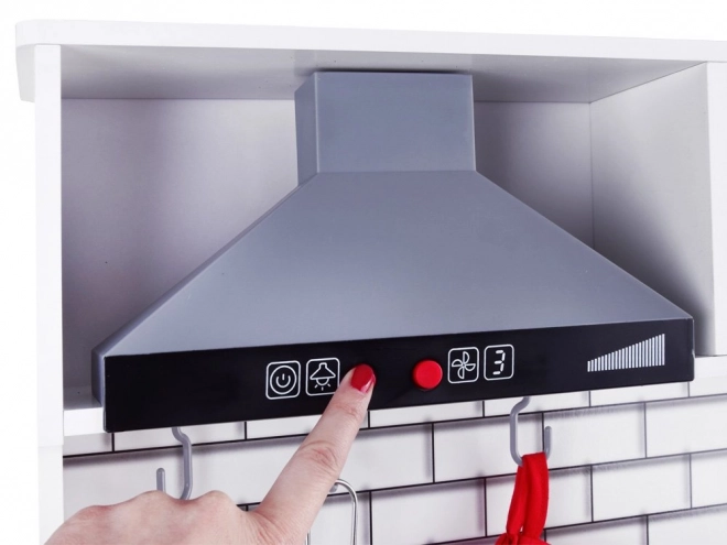 Grote houten keuken met lichten en geluiden