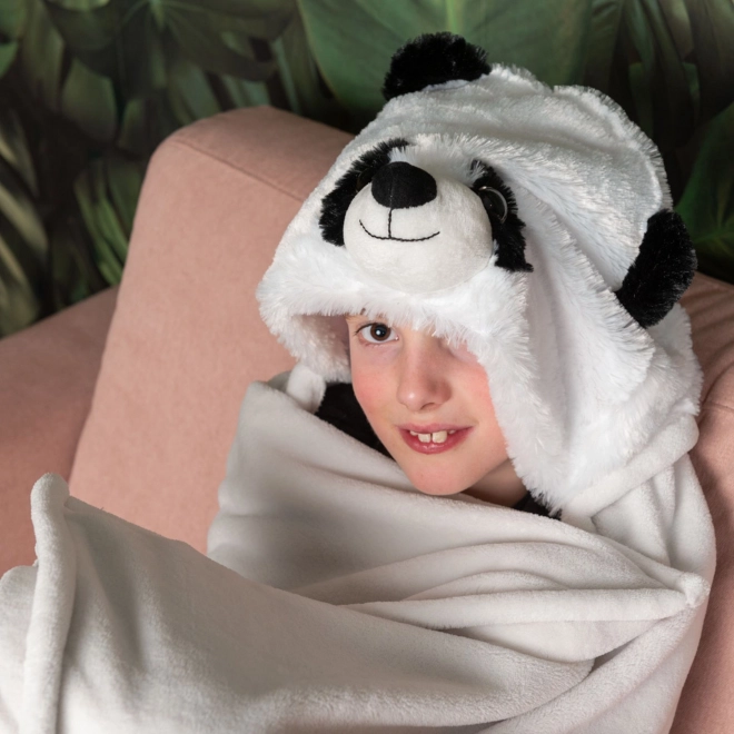 Cozy Noxxiez BL823 Panda - warme deken met capuchon en zakken met dierenpootjes