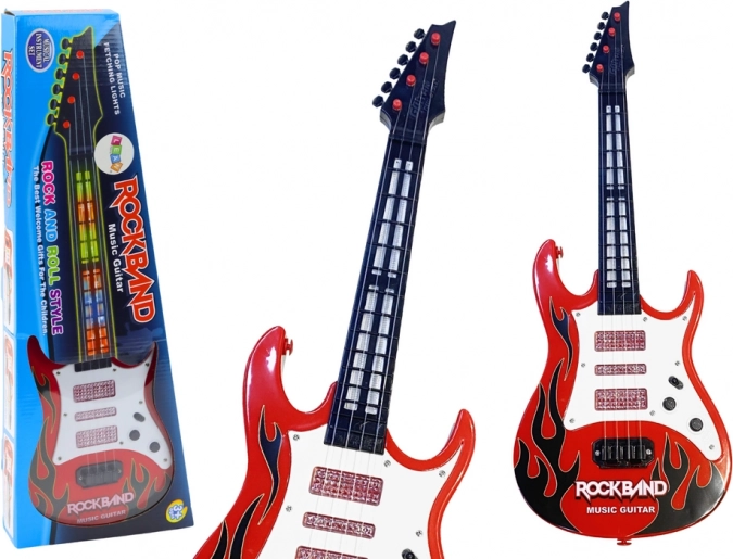 Kinder elektrische gitaar met lichtjes en melodieën rood