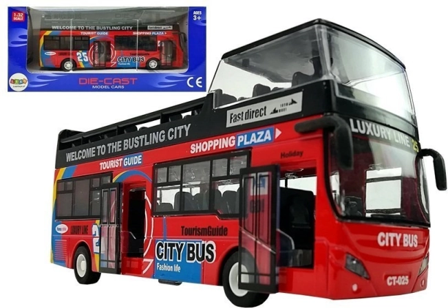 Dubbeldeks stadsbus 1:32 met deuren, licht en geluid – rood