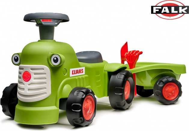 Looptractor CLAAS lichtgroen met aanhanger