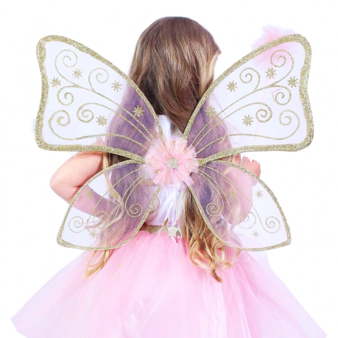 Kinderkostüm eines Märchens mit rosa Tutu und Flügeln