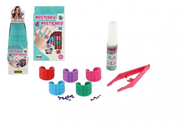 Creatieve ringen set van kunststof in doosje 12x21x3,5cm 12 stuks in doos