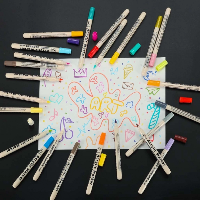 Waterdichte acrylverf markers voor stoffen en stenen, set van 48 stuks