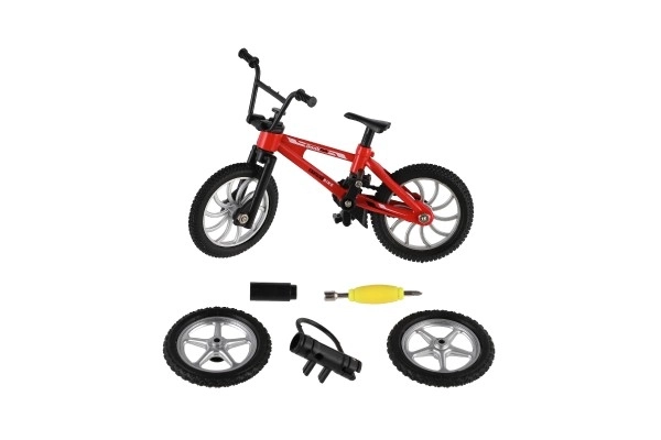 Vingertop fiets 10cm schroefbaar plastic 3 kleuren op kaart 17x21x4cm