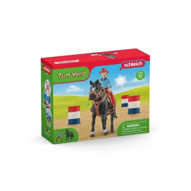 Set Farm World Koe Meisje en Race Rond het Vat