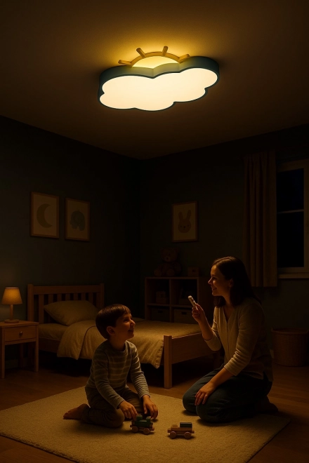 Kinderplafond LED-lamp Chmurka met afstandsbediening blauw
