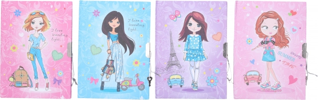 Herinneringsboek met slot 13 × 18 cm – meisje, ongelijnd