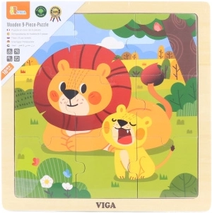 Houten puzzel leeuwen 9 stukjes