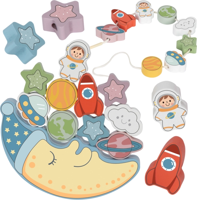 Tooky Toy Lune endormie cosmique Équilibre corde en bois Montessori espace