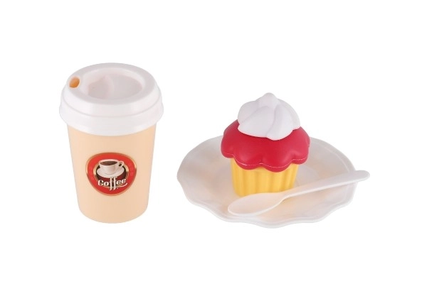 Kinderspielzeug Café mit Kaffeemaschine und Gebäck