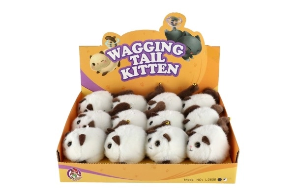 Uitrekkende pluche katje met bel 10 cm