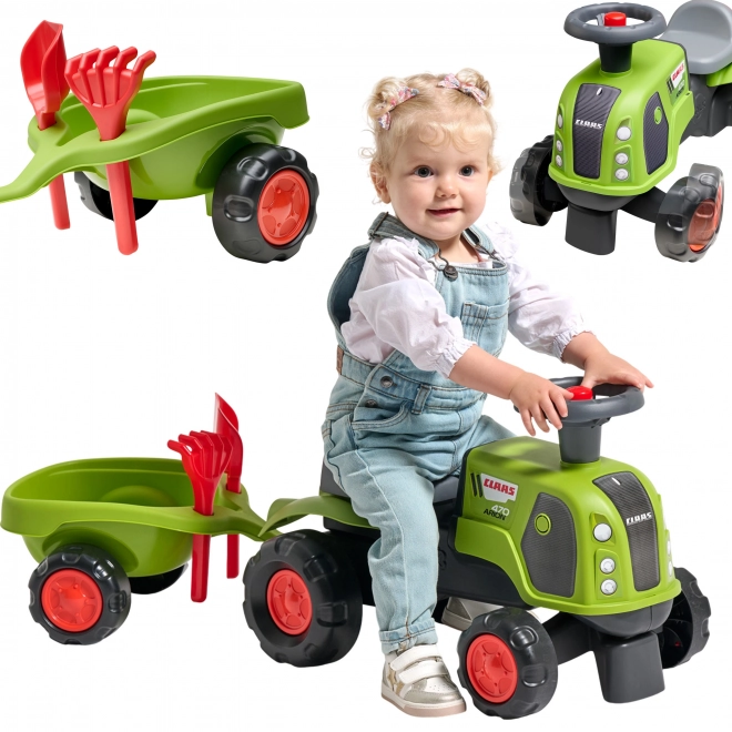 Tracteur enfant Falk Claas 470 Arion vert avec remorque et ensemble pour le sable