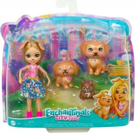 Enchantimals Puppe Gerika Golden Retriever mit Welpen und Eichhörnchen