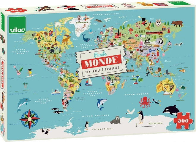 Vilac puzzel wereldkaart 500 stukjes