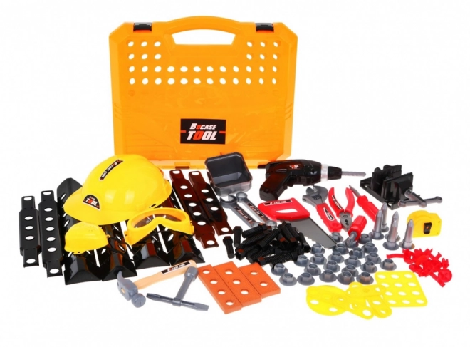 Doe-het-zelfset 3 in 1 voor kinderen 3+ Werkplaats 100 st., Koffer + tafel + constructie-uitrusting