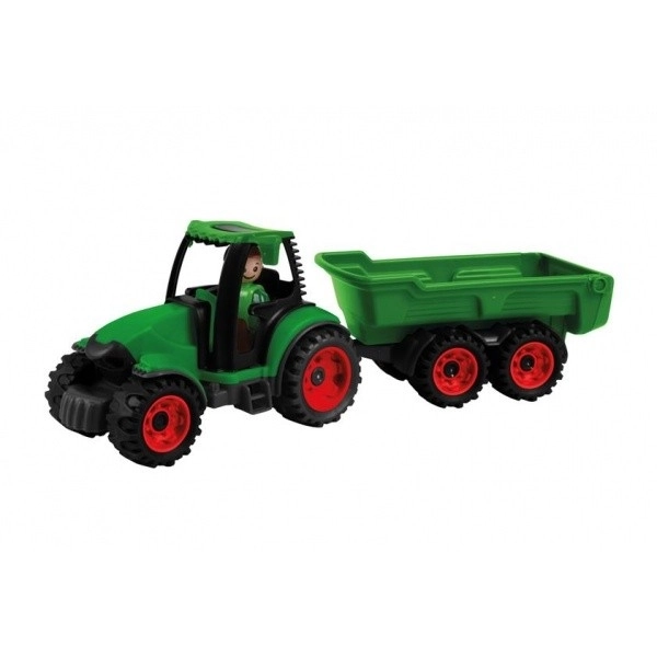 Auto Truckies tractor met aanhanger kunststof 32cm met figuur in doos 24m+