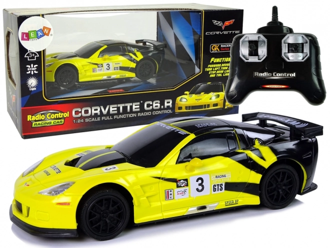 Sport Car R/C 1:24 Corvette Yellow C6.R 2.4 G Lights