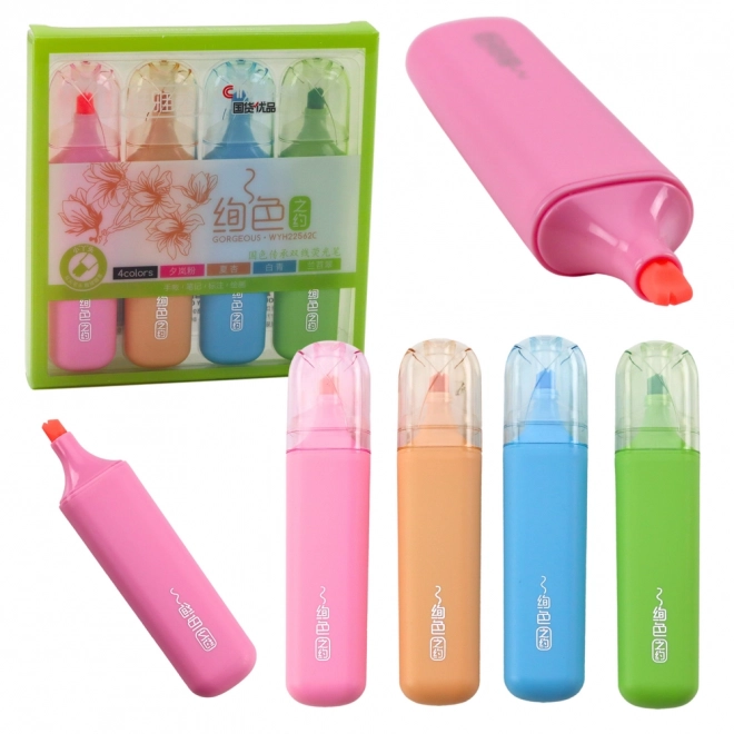 Set gekleurde markeerstiften met dubbele punt, 4 stuks