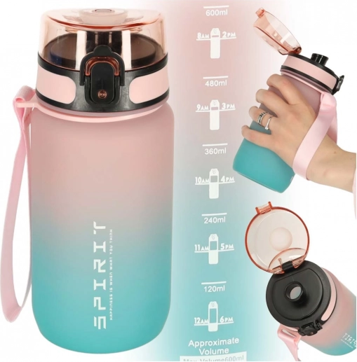 Sports Water Bottle with Spout 600 ml Pink-Blue