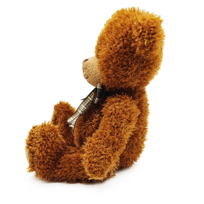 Pluchen beer met strik 25 cm donkerbruin