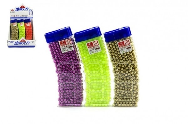 Kogeltjes voor pistool 800st 6mm plastic 6 kleuren in plastic doos 7x17cm