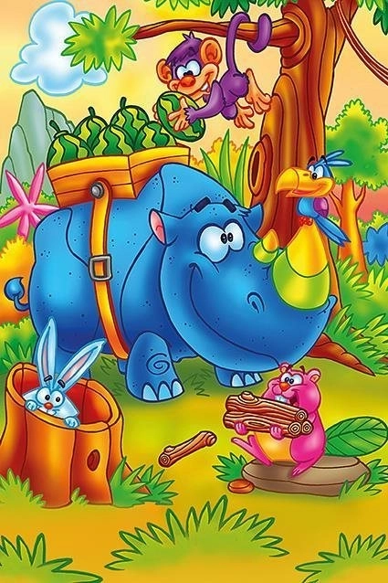 Puzzle en bois Rhinocéros au travail 16 pièces