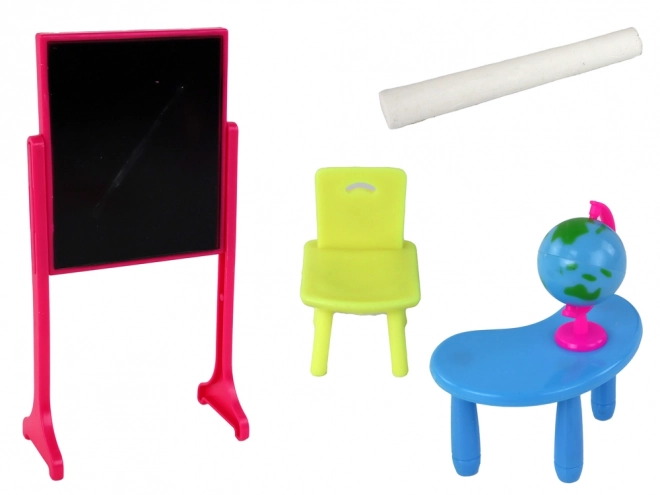 Spielset Lehrerin mit Schülerin und Schulzubehör