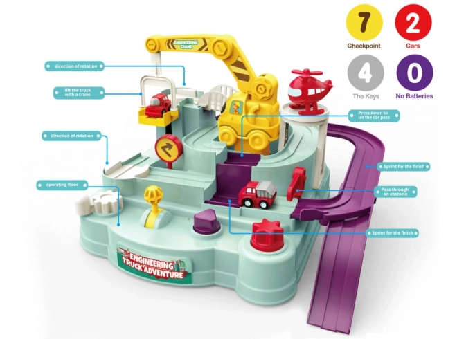Multifunctionele hindernisbaan met graafmachine