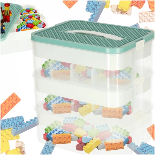 Toy Organizer, Blocks and Small Items with Lid and Compartments, 3 Levels