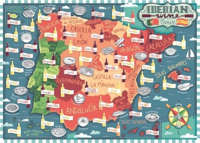 Ravensburger Puzzle Map of the Iberian Peninsula – Wine Regions 1000 Pieces