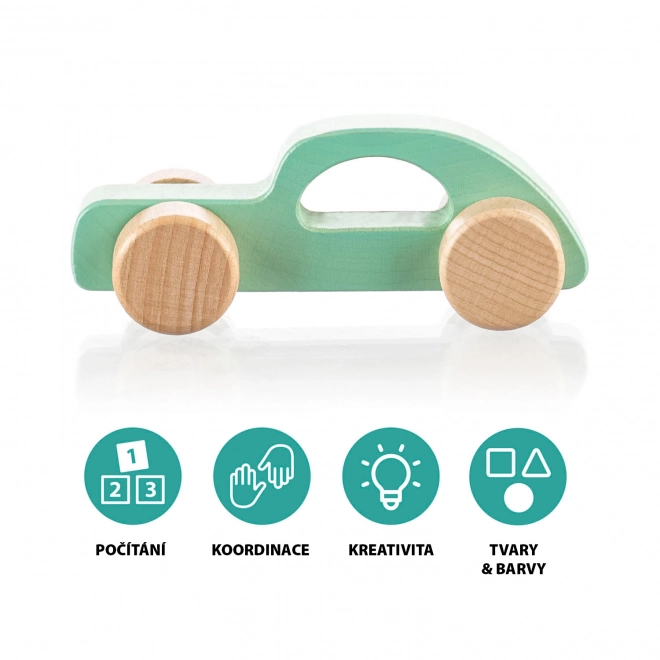 Houten sportautootje, Mint