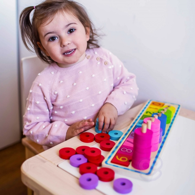 Woopie Green puzzle Montessori en bois pour compter et trier les couleurs, 56 pièces