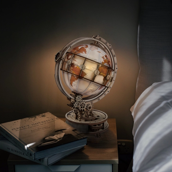 RoboTime 3D houten mechanische puzzel Verlichte globe