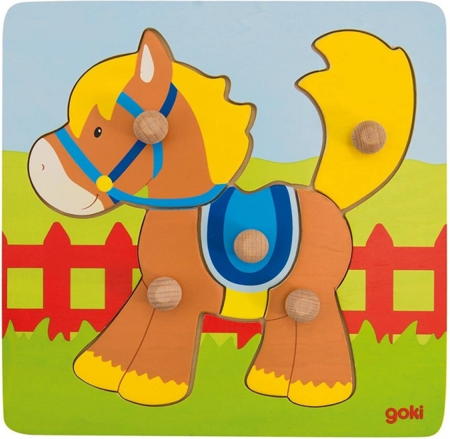 Goki Holz-Steckpuzzle Pferd, 5 Teile