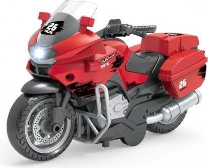 Red racing motorcycle with pull back function