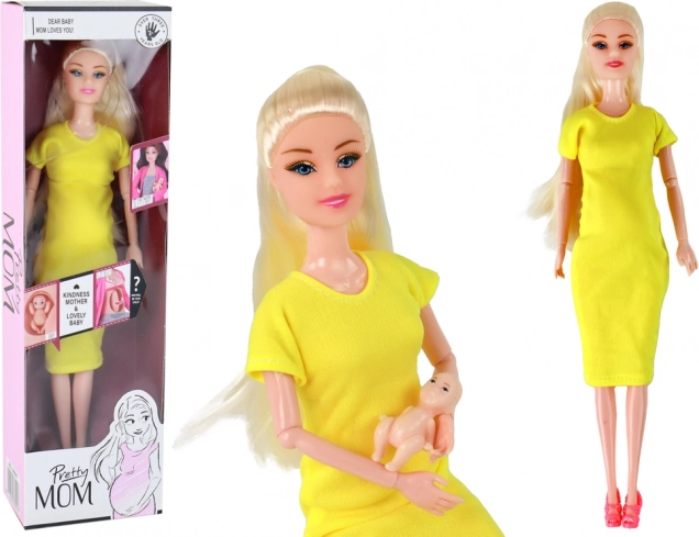 Pregnant Mommy Doll with Yellow Dress