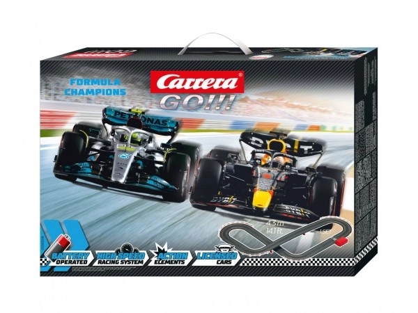 Racebaan Carrera GO!!! 63518 F1 4,3m + 2 auto's op batterijen in doos 54x36x7cm