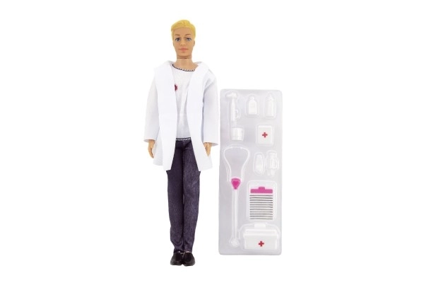Dokterspeelgoed pop plastic 30cm met accessoires in doos 20x33x5cm