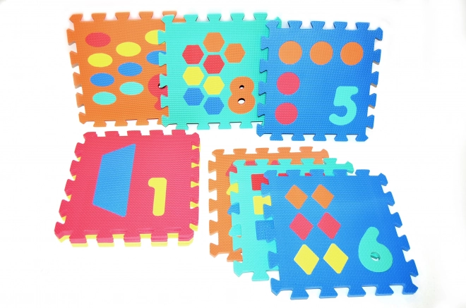 Gekleurde schuimpuzzel met cijfers en stippen - 10 stuks