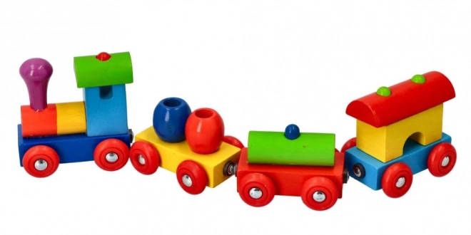 Goki colorful wooden train with magnetic wagons