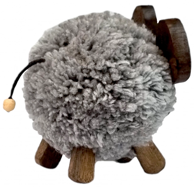 Wooden Decorative Mouse with Textile Fur