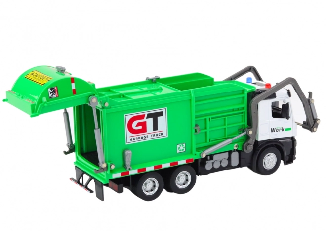 Groene multifunctionele metalen vuilniswagen met wrijvingsaandrijving