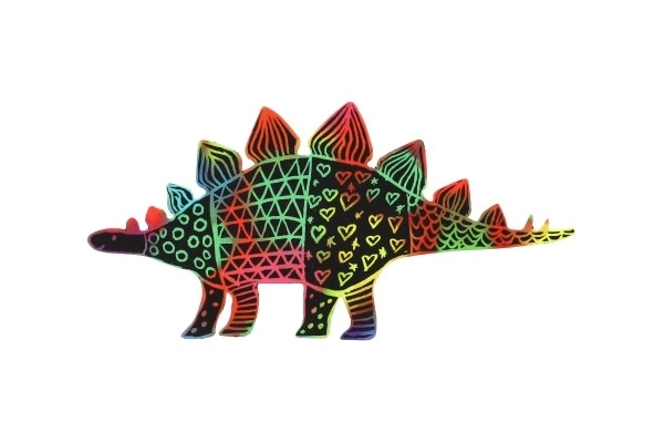 Kras-afbeelding 9 stuks regenboog dinosaurus 13-15cm in zakje