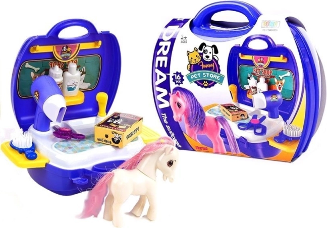 Friseursalons-Set für Ponys im Koffer