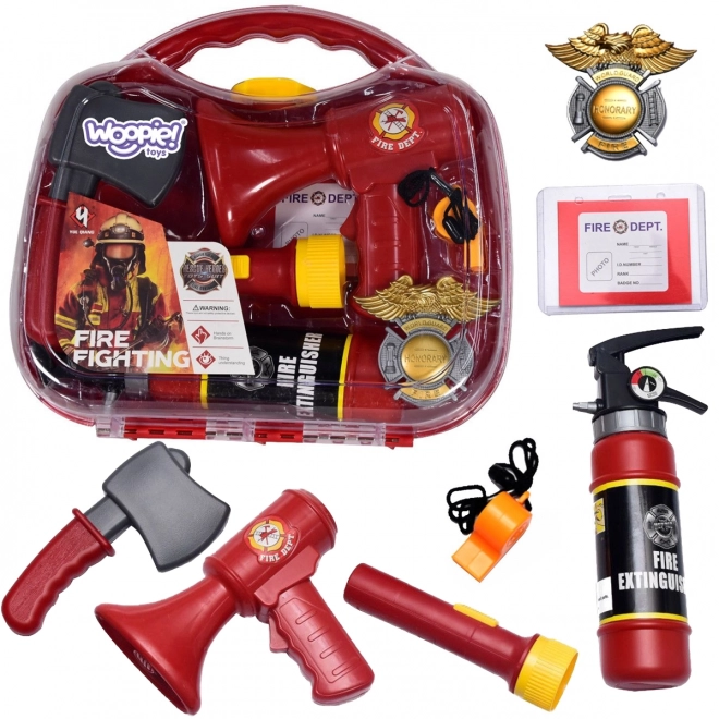 Set brandweerkoffer met brandblusser - 7 delen