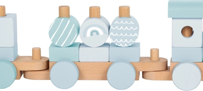 Small Foot houten stapeltrein blauw