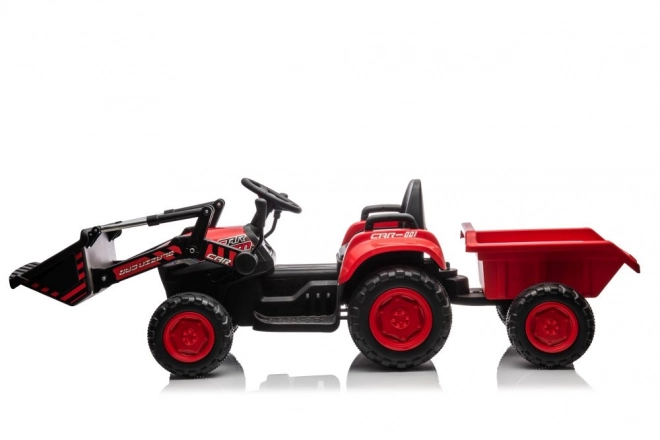 Rode kindertraktor met oplaadbare batterij en schop