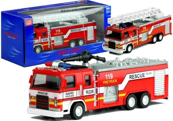 Brandweerauto met beweegbare ladder 1:32